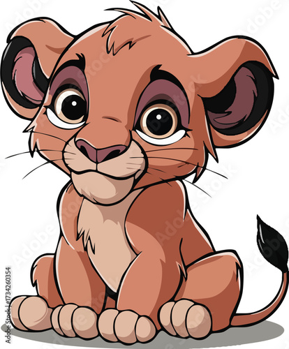 Cartoon Lion Cub Animal Icon for Asset