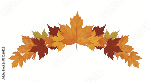 Decorative Vector Border with Autumn Maple Leaves in Natural Fall Colors