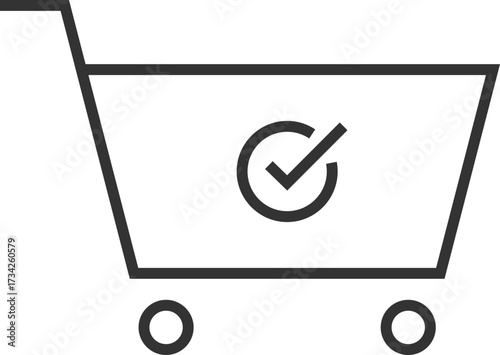 Shopping cart icon with checkmark approval