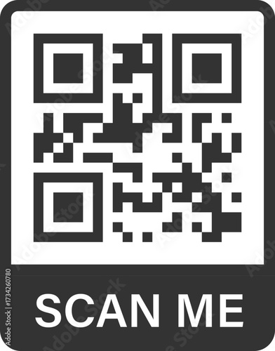 Rounded QR code icon with scan label strip