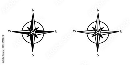 compass icon set on white background