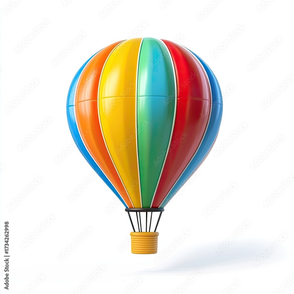 Fototapeta premium Vibrant hot air balloon against white background