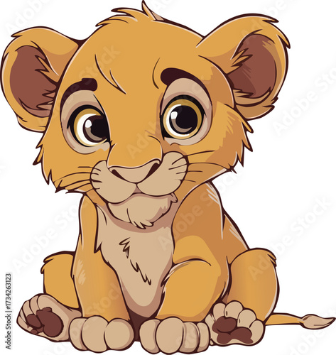 Cartoon Lion Cub Animal Icon for Asset