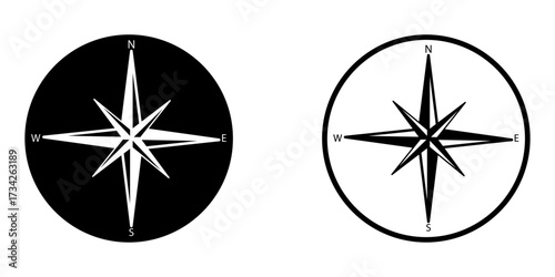 compass icon set on white background