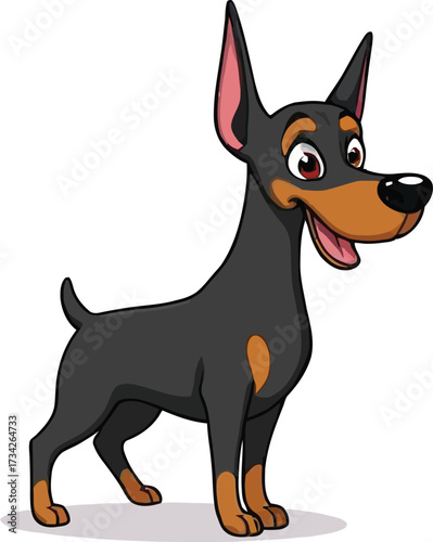 Cute cartoon a illustrator vector Dobermann