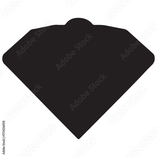 Minimalist Diamond Silhouette with Rounded Top Black and White Geometric Vector