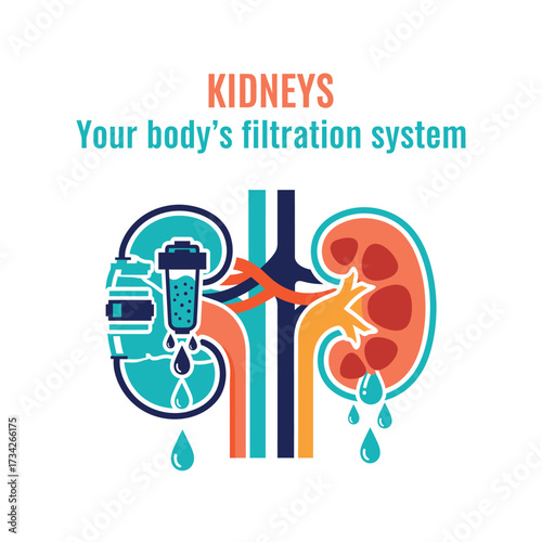 Kidneys filtration system illustration body medical