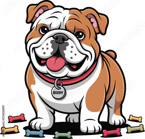 Cute cartoon a illustrator vector English bulldog