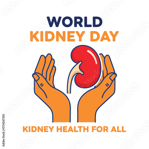 World Kidney Day message with organ illustration health