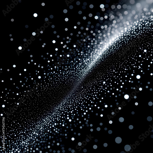 Black Background with Glowing Silver Particles – Ethereal Cosmic Texture for UI, App, and Dark Mode Design
