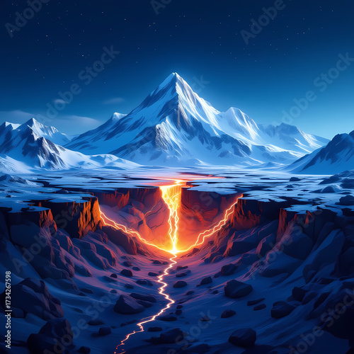 Conceptual Cross-Section of Earth's Crust Showing Glowing Seismic Fault Line – Educational Visualization for Geology and Earthquake Preparedness