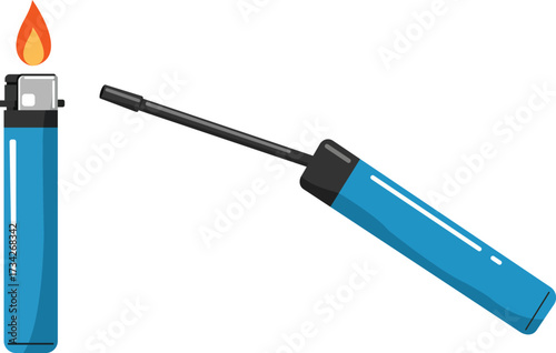 Modern Flame Elegant Blue Lighter with Ignited Fire and Extended Wand Design Fire Safety Essentials Smoking Accessories