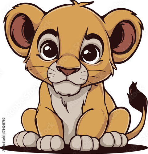 Cartoon Lion Cub Animal Icon for Asset