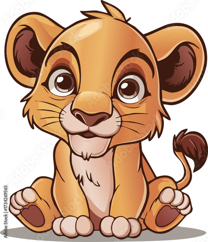 Cartoon Lion Cub Animal Icon for Asset