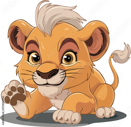 Cartoon Lion Cub Animal Icon for Asset