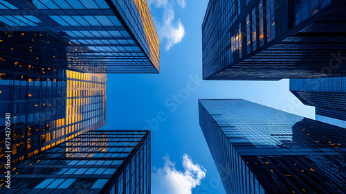 Wallpaper Mural A financial district view looking up at modern skyscrapers in downtown Toronto, Ontario, Canada. Torontodigital.ca