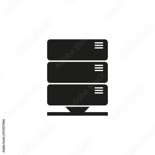Server rack icon. Data storage symbol. Network hardware Vector. Cloud computing illustration.