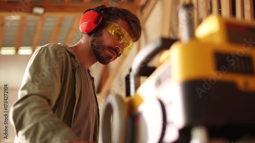 A man wearing a yellow and black safety helmet
