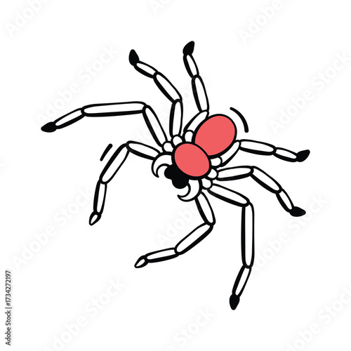 Horror spider icon crawling perfect for haunted Halloween art.