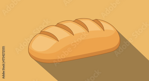 A simple cartoon illustration of a golden-brown loaf of bread with a scored crust.