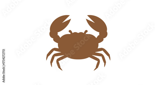 Brown Crab Silhouette Vector Illustration with Raised Claws and Detailed Legs