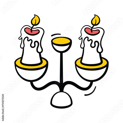 Spooky candle holder with burning candles for haunted Halloween vibes