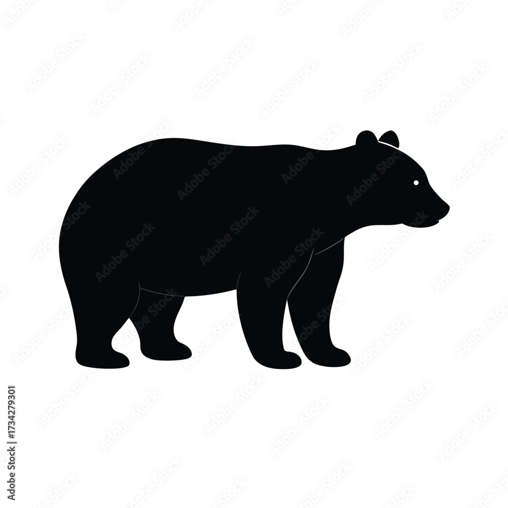 Fototapeta premium Minimalist black bear silhouette on a clean white background design element