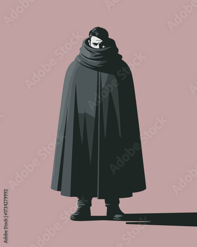 Mysterious figure cloaked in shadow, exuding an aura of intrigue and suspense