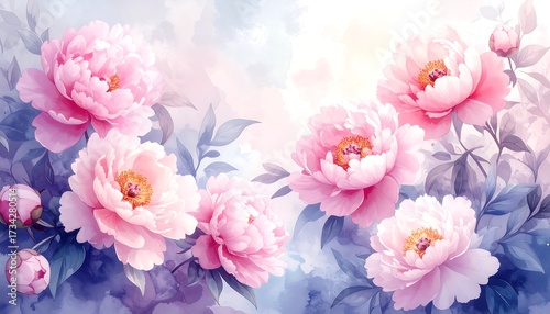 Fototapeta Naklejka Na Ścianę i Meble -  Pastel peonies in soft light