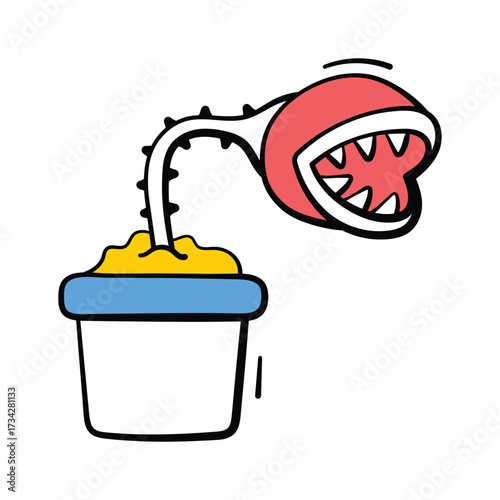 Scary carnivorous plant icon for spooky Halloween decorations