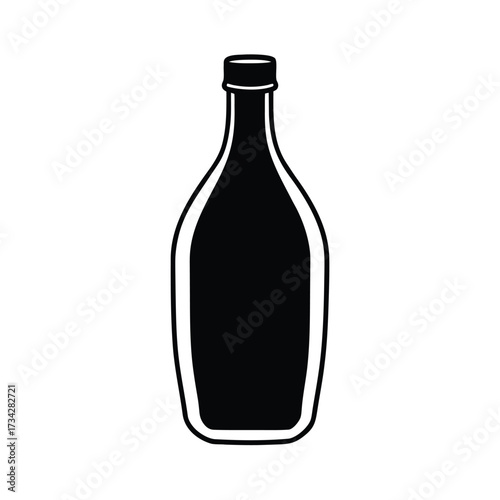 Minimalist black bottle silhouette on a clean white background for design projects