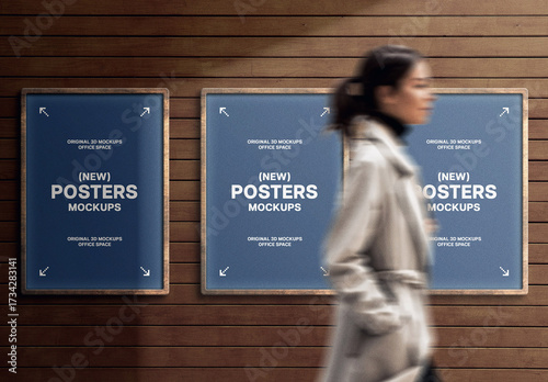 Wooden Wall Posters Mockup