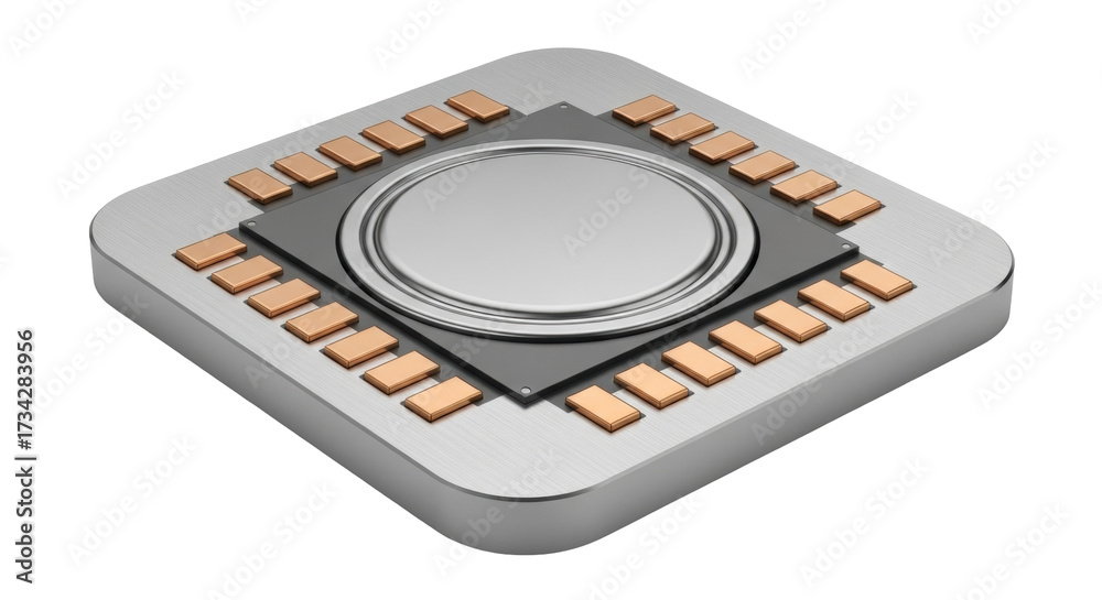 Fototapeta premium Isolated microchip component, technology hardware concept for electronics, processor unit