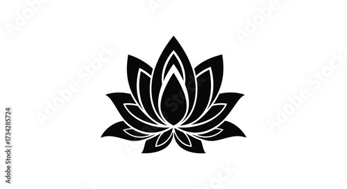 Elegant black lotus flower design featuring intricate details a striking silhouette