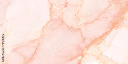A detailed shot of pink marble with swirls luxury patterns of curved veins, Mixing acrylic paints fluid art watercolor shaded luxury marble texture, polished stone marble for home interior.