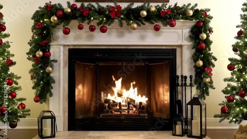 Cozy Fireplace Burning Brightly with Flickering Flames and Warm Embers in a Modern Living Room