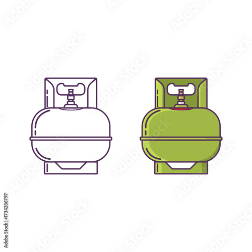 Green LPG 3 Kg Gas Cylinder Vector Illustration Simple icon