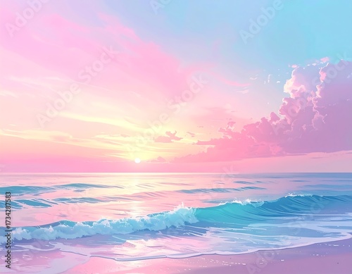 Pastel sunrise over a beach