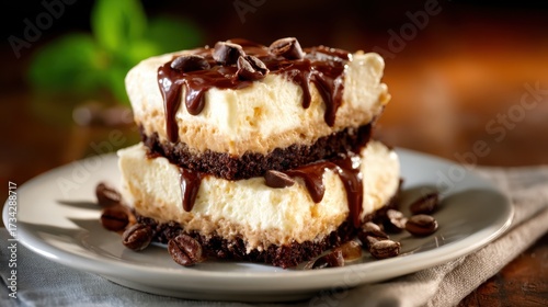 Wallpaper Mural Indulgent chocolate and coffee dessert layers topped with glossy chocolate drizzle and coffee beans create a visually enticing treat that's perfect for any occasion. Torontodigital.ca