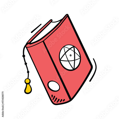 Spooky book of spells icon for horror haunted Halloween art
