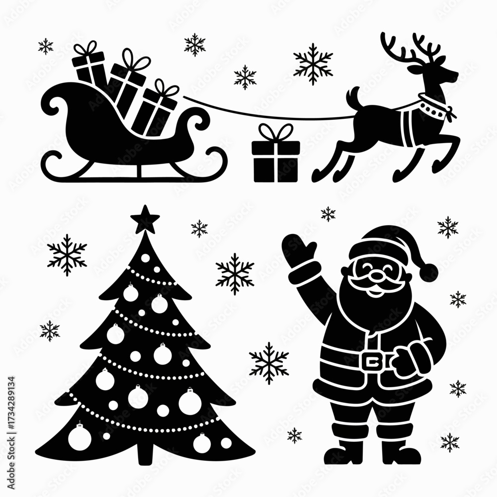 custom made wallpaper toronto digitalcreate a set of black and white chrismas party related vector silhouetee icon collection on white bacckground