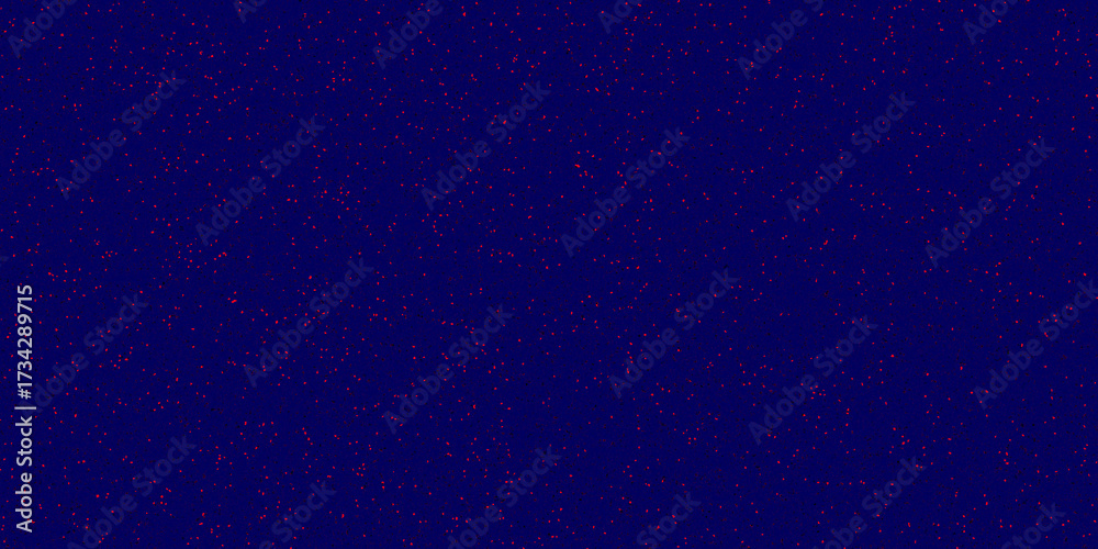 Obraz premium An abstract background featuring a field of dark blue digital noise speckled with red pixels, creating a fine-grained, static-like texture for technology themes.