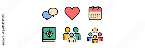 Vector icon sheet with chat icon for counselor resources – Great for student guidance apps, mental health tools, or educational content