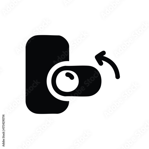 Close-up of a modern camera with a rotating lens and sleek design for photography enthusiasts and professionals