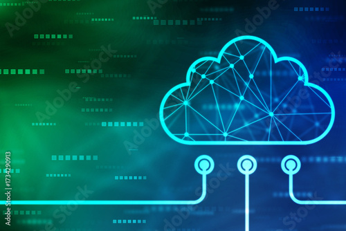 Cloud Computing Concept, modern cloud technology. Integrated digital web concept background, internet data storage, database and mobile server concept