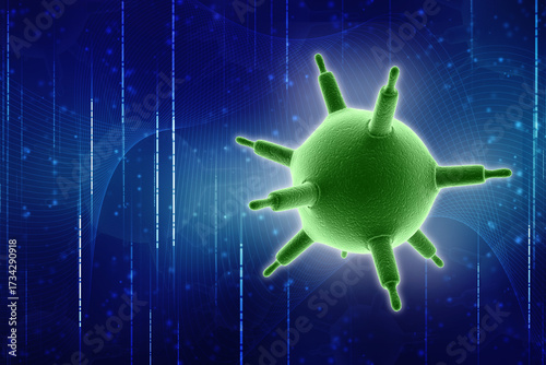 3d rendering viruses in infected organism, viral disease epidemic, virus abstract background