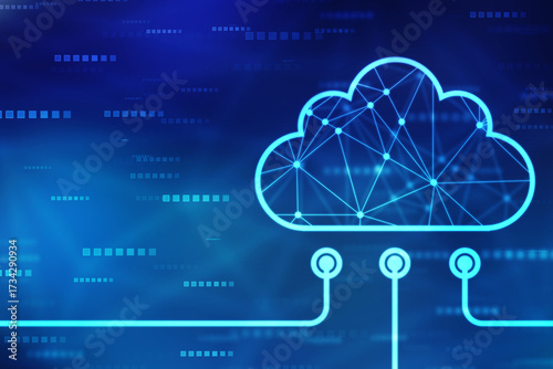 Cloud Computing Concept, modern cloud technology. Integrated digital web concept background, internet data storage, database and mobile server concept