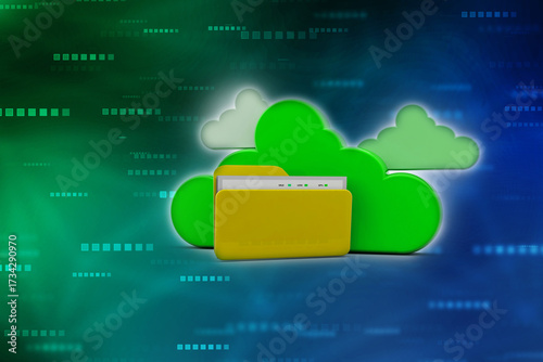 3d rendering Cloud computing concept, Cloud internet technology concept background, Cloud computing and network security technology concept