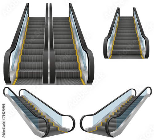 modern realistic escalator cartoon stock vector illustration isolated on white background