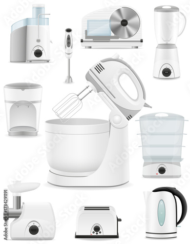 kitchen domestic appliances eguipment cartoon stock vector illustration isolated on white background